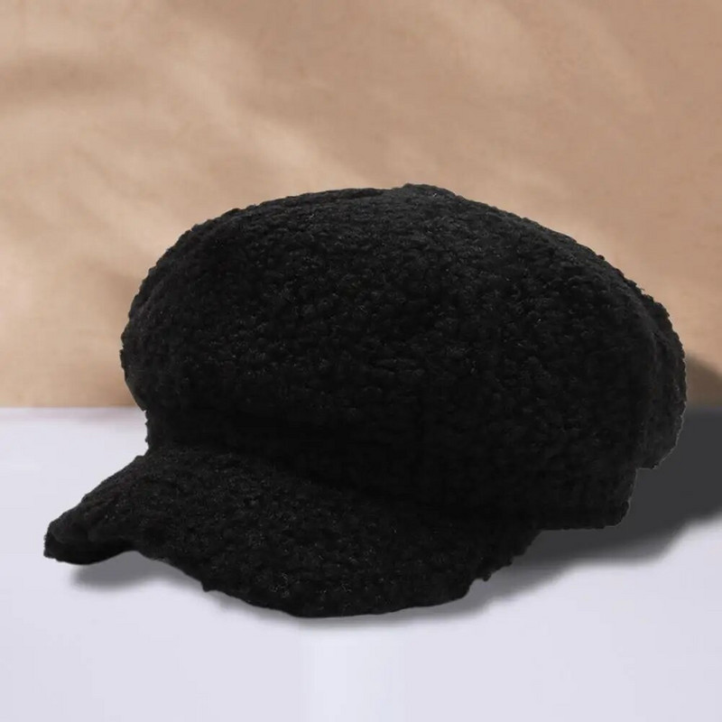 Delikatna ženska slikarska kapa otporna na vjetar s obodom, ženski osmerokutni šešir Jesen-zimska slikarska kapa, beretka, ženski šešir