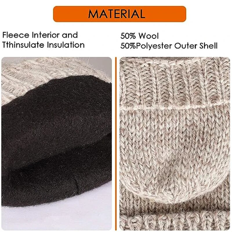 Unisex Plus debele muške rukavice bez prstiju Muške vunene zimske tople rukavice s otkrivenim prstima Pletene tople rukavice na preklop na pola prsta