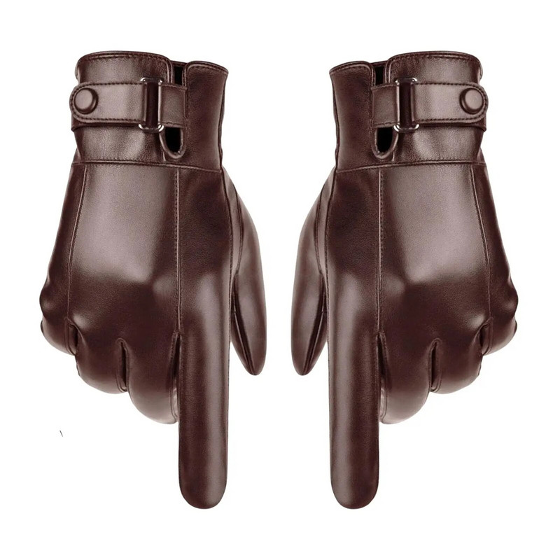 Kindad Meeste Talvised PU-nahast Tuulekindlad Külmakindad Nupp Soojad Labakindad Luksuslik PU-nahast Sõit Meeste Sport Väliskindad