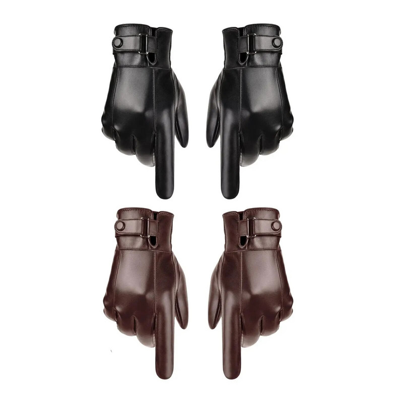 Kindad Meeste Talvised PU-nahast Tuulekindlad Külmakindad Nupp Soojad Labakindad Luksuslik PU-nahast Sõit Meeste Sport Väliskindad