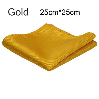 Ricnais klasszikus selyem zsebkendők tömör 25cm*25cm Hanky Red Gold Pezsgős zseb négyzet Férfi Esküvői Üzleti Party