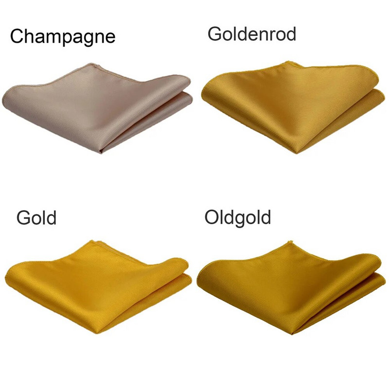 Ricnais klasszikus selyem zsebkendők tömör 25cm*25cm Hanky Red Gold Pezsgős zseb négyzet Férfi Esküvői Üzleti Party