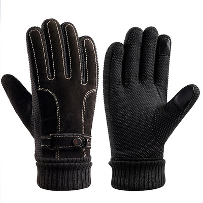 Talvine rattasõit seanahast kindad tuulekindlad soojad mootorratta fliisist suusad jalgrattasõidu külmad nahkkindad meestele