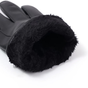 Χειμερινά ανδρικά γάντια Μαύρα PU Δερμάτινα γάντια και γάντια Keep Warm Οθόνη αφής αντιανεμική Driving Guantes Ανδρικό Business Casual Glove