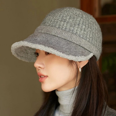 Ležerne kape sa šiltom podstavljene od flisa Jednobojne vunene pletene kape Elegantna ženska pahuljasta bejzbol kapa Zimska deblja topla biciklistička kapa
