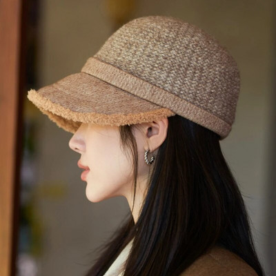 Ležerne kape sa šiltom podstavljene od flisa Jednobojne vunene pletene kape Elegantna ženska pahuljasta bejzbol kapa Zimska deblja topla biciklistička kapa