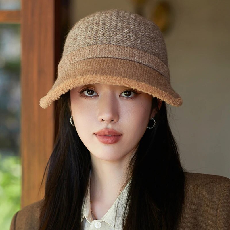 Ležerne kape sa šiltom podstavljene od flisa Jednobojne vunene pletene kape Elegantna ženska pahuljasta bejzbol kapa Zimska deblja topla biciklistička kapa