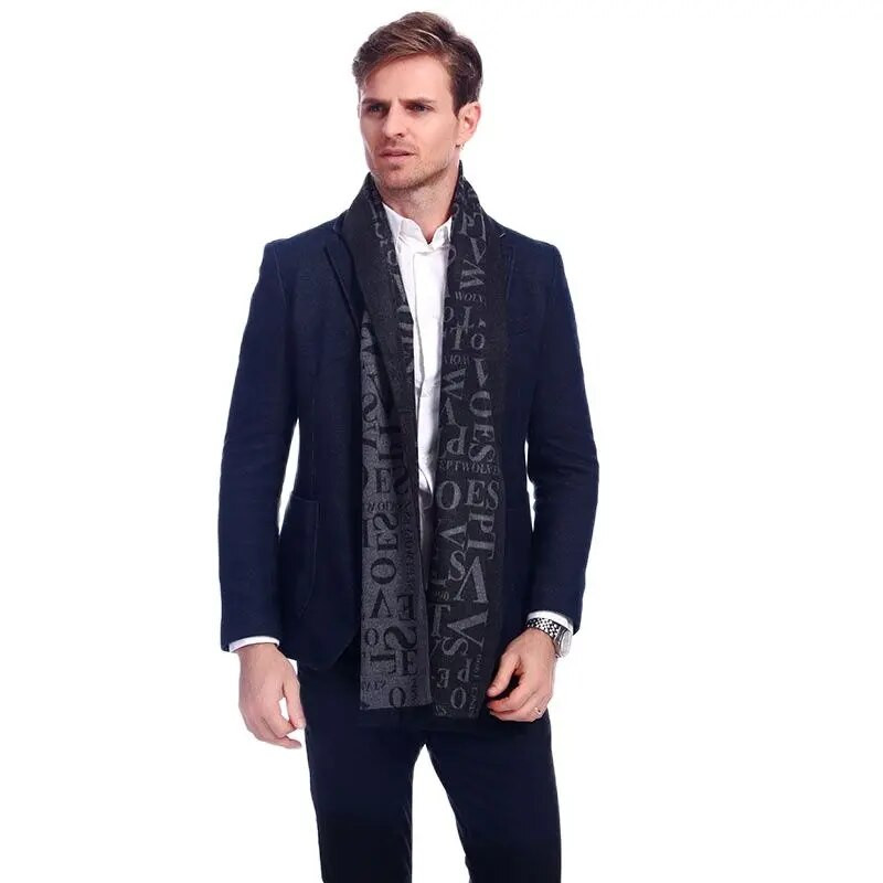 Zimski muški topli šal Vrući novi dizajn Muški šalovi s ispisom slova Zimski šalovi od kašmira Mekani muški šal A3A18933