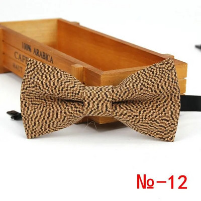 Top új férfi vintage csíkos pontozott parafa csokornyakkendő férfi esküvői alkalmi üzleti retro fa csokornyakkendő pillangó kiegészítők