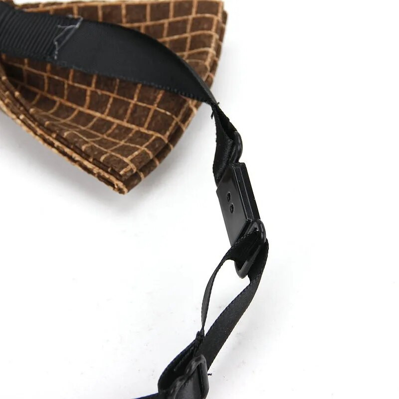 Top új férfi vintage csíkos pontozott parafa csokornyakkendő férfi esküvői alkalmi üzleti retro fa csokornyakkendő pillangó kiegészítők