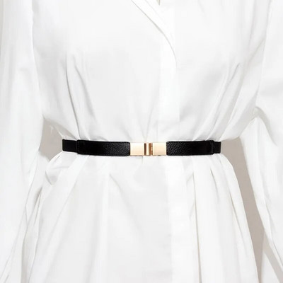 1 τμχ Ελαστική ζώνη για γυναίκες Λεπτές ζώνες Γυναικεία τζιν φορέματα μέσης Stretch λουράκι Γυναικείο σχέδιο Κομψή μαύρη καφέ ζώνη