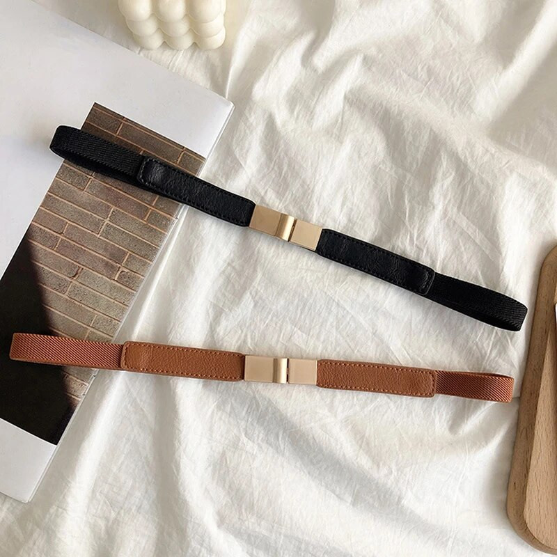 1 tk elastne vöö naistele õhukesed vööd Naiste vöökoht Teksad Kleidid Stretch rihm Naiste disain Elegantne must pruun vöörihm