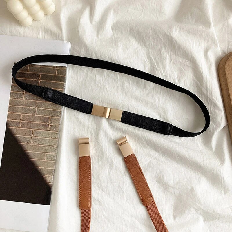 1 tk elastne vöö naistele õhukesed vööd Naiste vöökoht Teksad Kleidid Stretch rihm Naiste disain Elegantne must pruun vöörihm