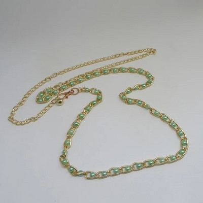 Accesorii pentru rochii pentru femei Lanț de talie Lanț metalic perlat solid Accesorii vestimentare versatile Curele subțiri din perle