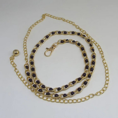 Accesorii pentru rochii pentru femei Lanț de talie Lanț metalic perlat solid Accesorii vestimentare versatile Curele subțiri din perle