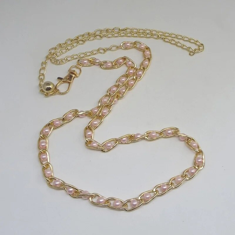 Accesorii pentru rochii pentru femei Lanț de talie Lanț metalic perlat solid Accesorii vestimentare versatile Curele subțiri din perle