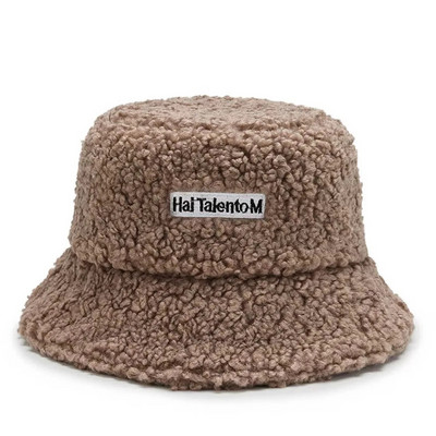 2023 ΝΕΟ Καπέλο με κουβά Lamb Faux Fur Winter ζεστά βελούδινα καπέλα από βελούδο για γυναίκες Lady Thicken Bob Panama Καπέλα ψαράδικου εξωτερικού χώρου