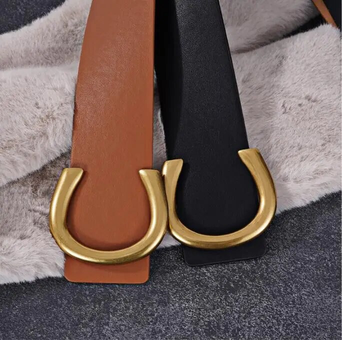 Punk vintage remeni s velikom kopčom za žene Novi dizajn crne haljine s pojasevima Ženska modna smeđa široka PU kožna kaput s remenom oko struka