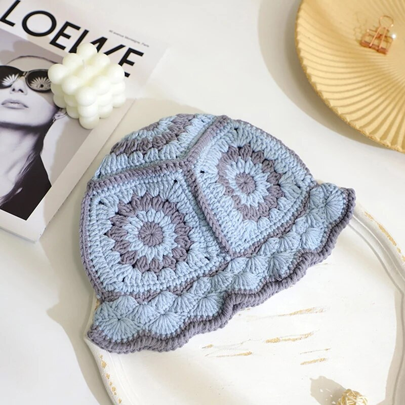 Ljetna ženska pletena kapa 2022., modni cvjetni uzorak, svijetlih boja, šuplji ukras, šešir od sunca, odjevni dodatak