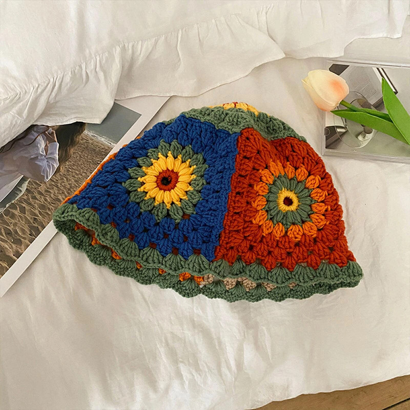 Ljetna ženska pletena kapa 2022., modni cvjetni uzorak, svijetlih boja, šuplji ukras, šešir od sunca, odjevni dodatak