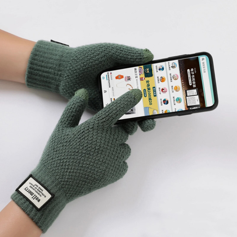 Talvised paksud silmkoelised meeste talvekindad imitatsioon kašmiirist kahekihilised põhjuslikud kindad täiskasvanutele meessoost labakindad paksud villased kašmiir soojad