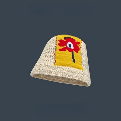 Ručno izrađena heklana kapa s kantom za djevojčice, korejske vruće putne panamske kape za plažu, dizajn pletene kape, zimska kapa, vunena topla kapa