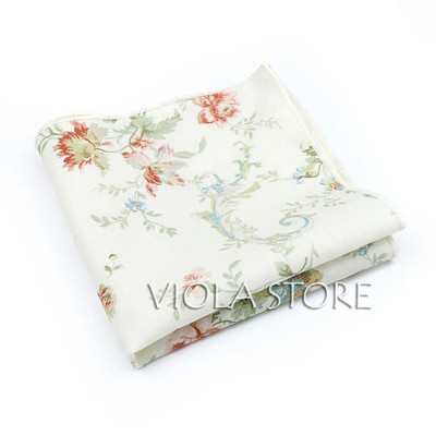 Top új virágos kamélia rózsa lótusz 100% pamut Hankie 23 cm férfi esküvői parti napi öltöny négyzet alakú ajándék szmoking nyakkendő kiegészítő