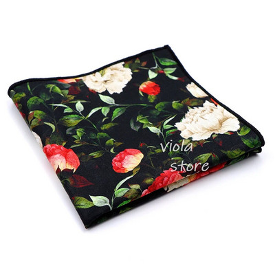 Top új virágos kamélia rózsa lótusz 100% pamut Hankie 23 cm férfi esküvői parti napi öltöny négyzet alakú ajándék szmoking nyakkendő kiegészítő