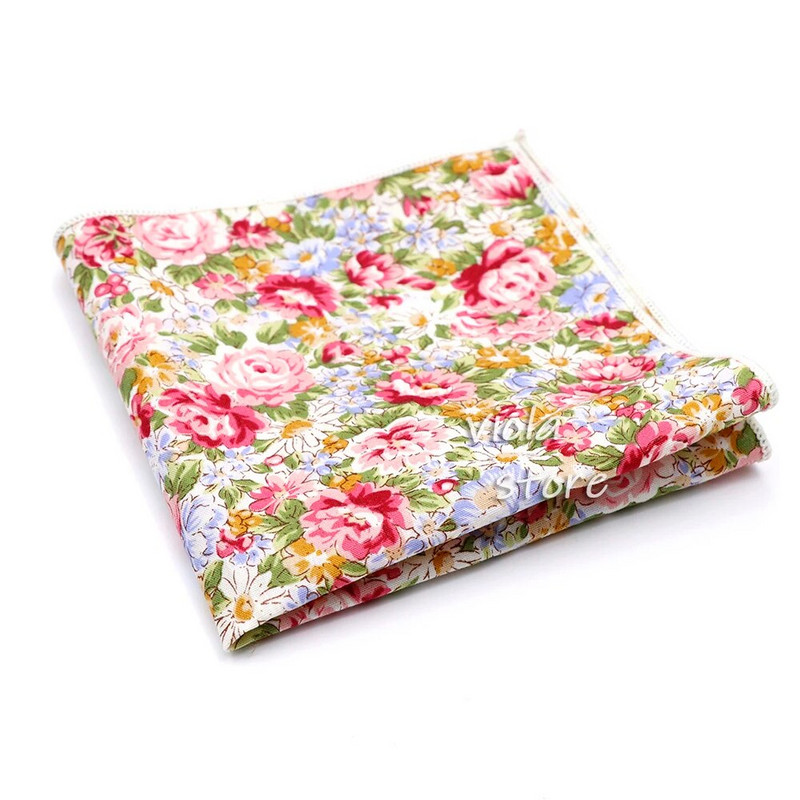 Top új virágos kamélia rózsa lótusz 100% pamut Hankie 23 cm férfi esküvői parti napi öltöny négyzet alakú ajándék szmoking nyakkendő kiegészítő