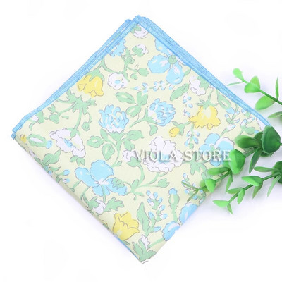 Cvjetni crtani rupčić 100% pamuk maramica 23 cm Žene Muškarci Svadbena zabava Ružičasto Zeleni džepni kvadrat Poklon odijelo Dodatak za leptir mašnu