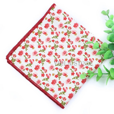 Cvjetni crtani rupčić 100% pamuk maramica 23 cm Žene Muškarci Svadbena zabava Ružičasto Zeleni džepni kvadrat Poklon odijelo Dodatak za leptir mašnu