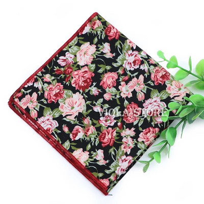 Cvjetni crtani rupčić 100% pamuk maramica 23 cm Žene Muškarci Svadbena zabava Ružičasto Zeleni džepni kvadrat Poklon odijelo Dodatak za leptir mašnu