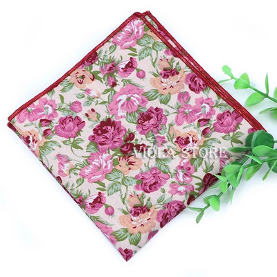 Cvjetni crtani rupčić 100% pamuk maramica 23 cm Žene Muškarci Svadbena zabava Ružičasto Zeleni džepni kvadrat Poklon odijelo Dodatak za leptir mašnu