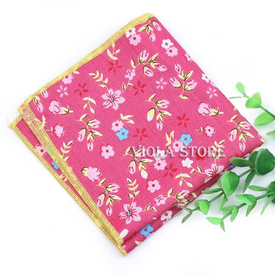 Cvjetni crtani rupčić 100% pamuk maramica 23 cm Žene Muškarci Svadbena zabava Ružičasto Zeleni džepni kvadrat Poklon odijelo Dodatak za leptir mašnu