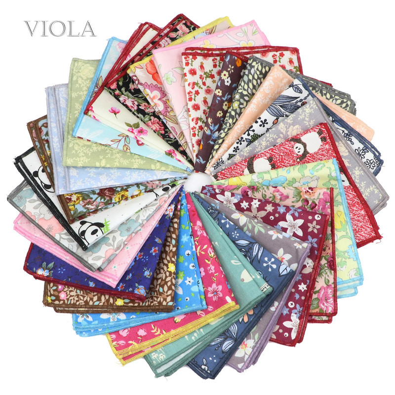 Cvjetni crtani rupčić 100% pamuk maramica 23 cm Žene Muškarci Svadbena zabava Ružičasto Zeleni džepni kvadrat Poklon odijelo Dodatak za leptir mašnu