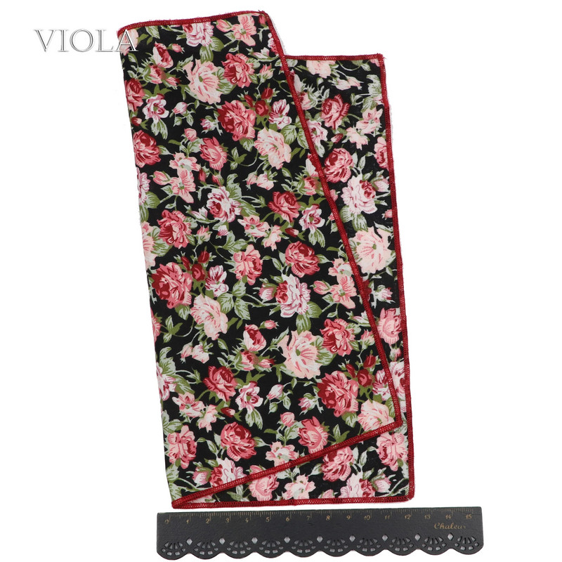 Cvjetni crtani rupčić 100% pamuk maramica 23 cm Žene Muškarci Svadbena zabava Ružičasto Zeleni džepni kvadrat Poklon odijelo Dodatak za leptir mašnu