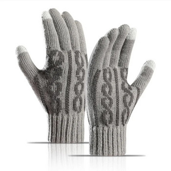 Висококачествени зимни ръкавици Плетени топли ръкавици със сензорен екран Жени Мъже Топли еластични дебели ръкавици за плетиво