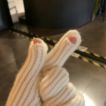 Модни плетени ръкавици със сензорен екран Дамски зимни ръкавици Топли ръкавици за езда Плътни пухкави работни ръкавици Y2k Harajuku Kawaii ръкавици
