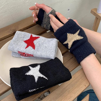 Punk Y2K Star Πλεκτά μάλλινα γάντια Μόδα Ανδρικές Γυναικείες Πεντάγραμμο Half Finger Warm soft mitten Πεντάκτινο αστέρι χωρίς δάχτυλα γάντια