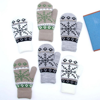 Нови зимни удебелени плюшени топли ръкавици за мъже, жени, снежинка, жакардови плетени ръкавици, ръкавици за плетене на открито, колоездене, ски, плетене
