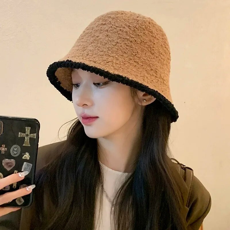 Berber gyapjú vödörsapkák Sokoldalú meleg divat ősz és tél új női férfi férfi kényelmes koreai pamut Advanced Sense plüss