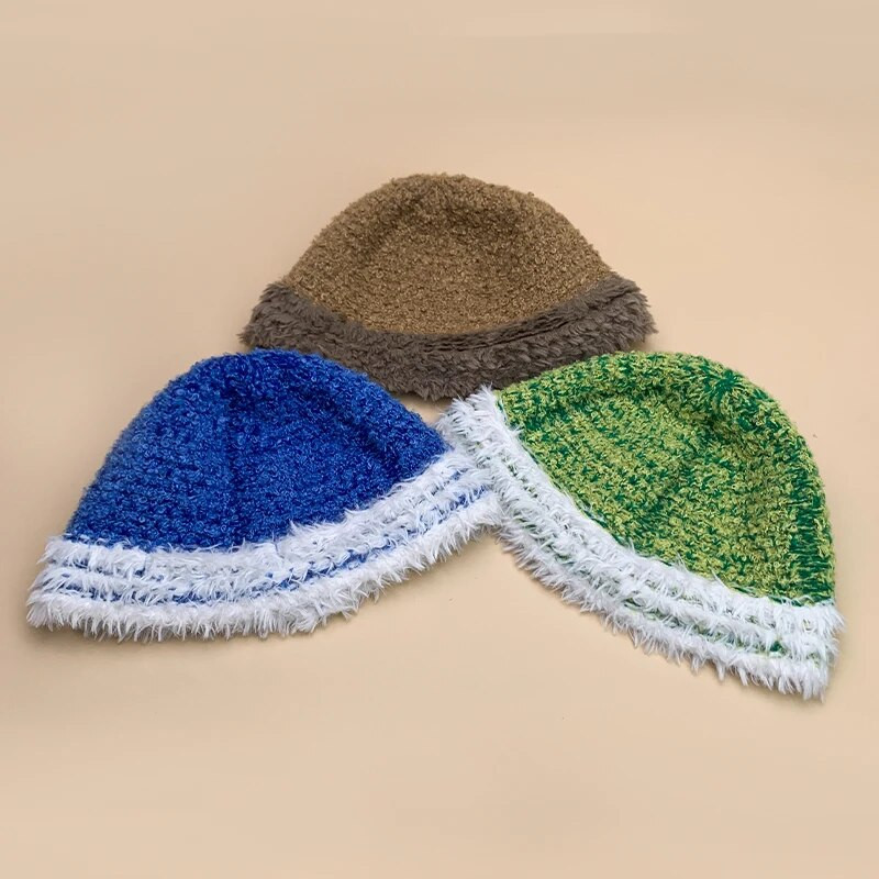 Värv Plokk Villane Kootud Ämbrimütsid Puuvill Soe Uus Naiste Meeste Mood Mugav Mitmekülgne Sügis ja Talv Korea õues