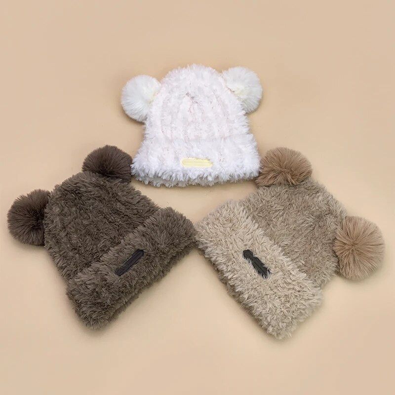 Nove slatke male medvjeđe uši, plišane, pletene kape, jesenske i zimske, tople, svestrane, mekane, modne, muške, ženske, studentske, solarno pismo