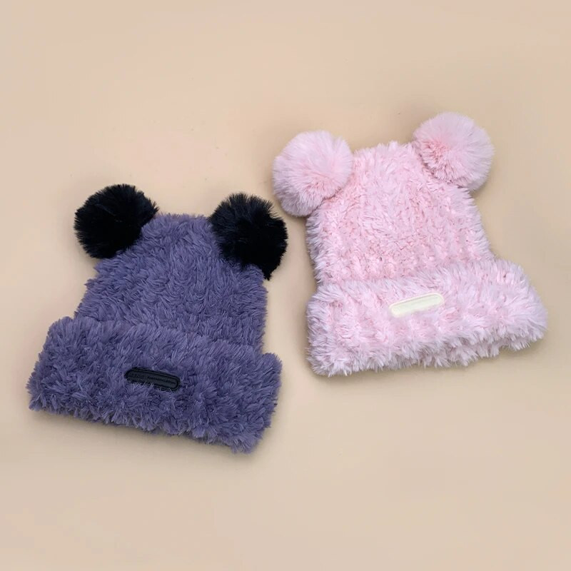Nove slatke male medvjeđe uši, plišane, pletene kape, jesenske i zimske, tople, svestrane, mekane, modne, muške, ženske, studentske, solarno pismo