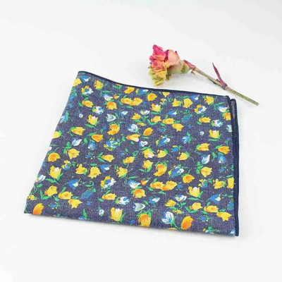 27 cm elegants, ar ziediem apdrukāts, ņiprs mīksts kabatlakats 100% kokvilna sievietēm un vīriešiem Hankie kāzu kabatas kvadrātveida pieaugušajiem dāvanu aksesuāru kvalitāte