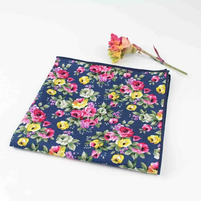 27 cm elegants, ar ziediem apdrukāts, ņiprs mīksts kabatlakats 100% kokvilna sievietēm un vīriešiem Hankie kāzu kabatas kvadrātveida pieaugušajiem dāvanu aksesuāru kvalitāte