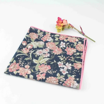 27 cm elegants, ar ziediem apdrukāts, ņiprs mīksts kabatlakats 100% kokvilna sievietēm un vīriešiem Hankie kāzu kabatas kvadrātveida pieaugušajiem dāvanu aksesuāru kvalitāte