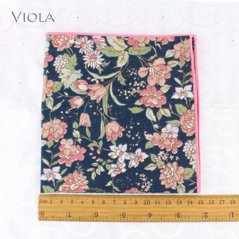 27 cm elegants, ar ziediem apdrukāts, ņiprs mīksts kabatlakats 100% kokvilna sievietēm un vīriešiem Hankie kāzu kabatas kvadrātveida pieaugušajiem dāvanu aksesuāru kvalitāte