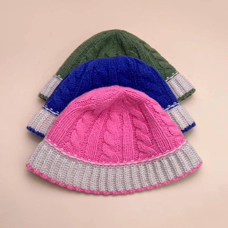 Kontrasztos színek Gyapjú Vödörsapkák Őszi és Téli Új Női Férfi Sokoldalú Meleg Divat Pamut Kényelmes Egyszerű Elegáns