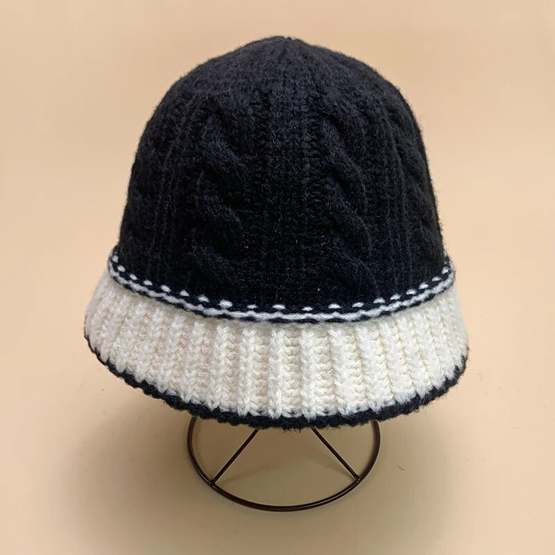 Kontrasztos színek Gyapjú Vödörsapkák Őszi és Téli Új Női Férfi Sokoldalú Meleg Divat Pamut Kényelmes Egyszerű Elegáns